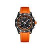 Breitling Endurance Pro Quartz Chronograph 44mm Watch X82310A51B1S2 displays its black dial with a compass scale bidirectional bezel and pulsometer detailing. The lightweight Breitlight® case is 3.3 times lighter than titanium and 5.8 times lighter than stainless steel.