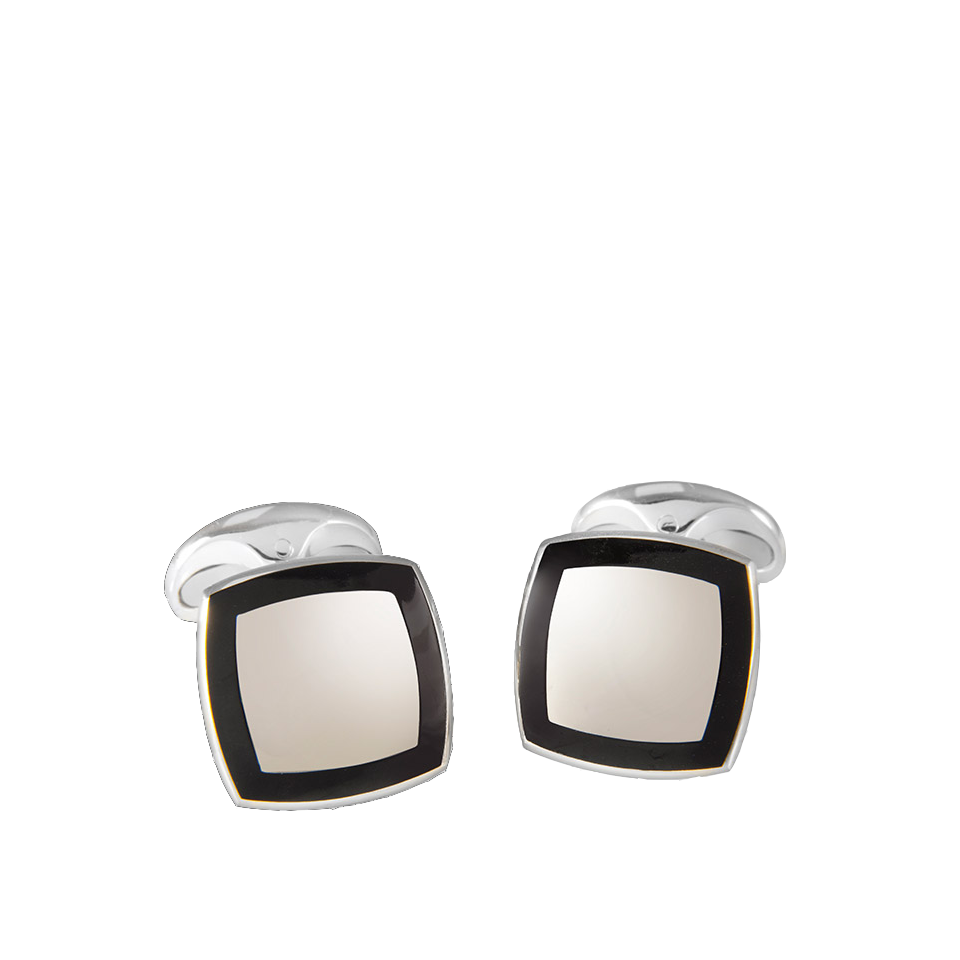 Sterling Silver Cufflinks with Black Enamel Border