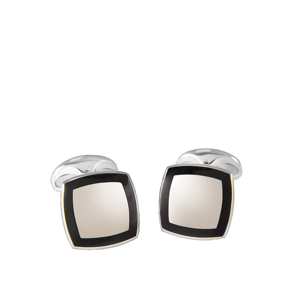 Sterling Silver Cufflinks with Black Enamel Border