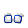 Sterling Silver Cufflinks with Blue Enamel Border