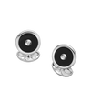 Sterling Silver Round Cufflinks with Onyx and Diamond