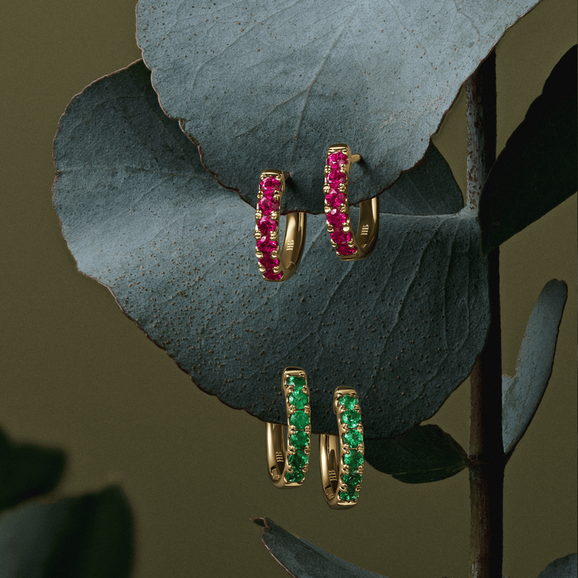 Emerald Huggie Earrings in 18ct Yellow Gold