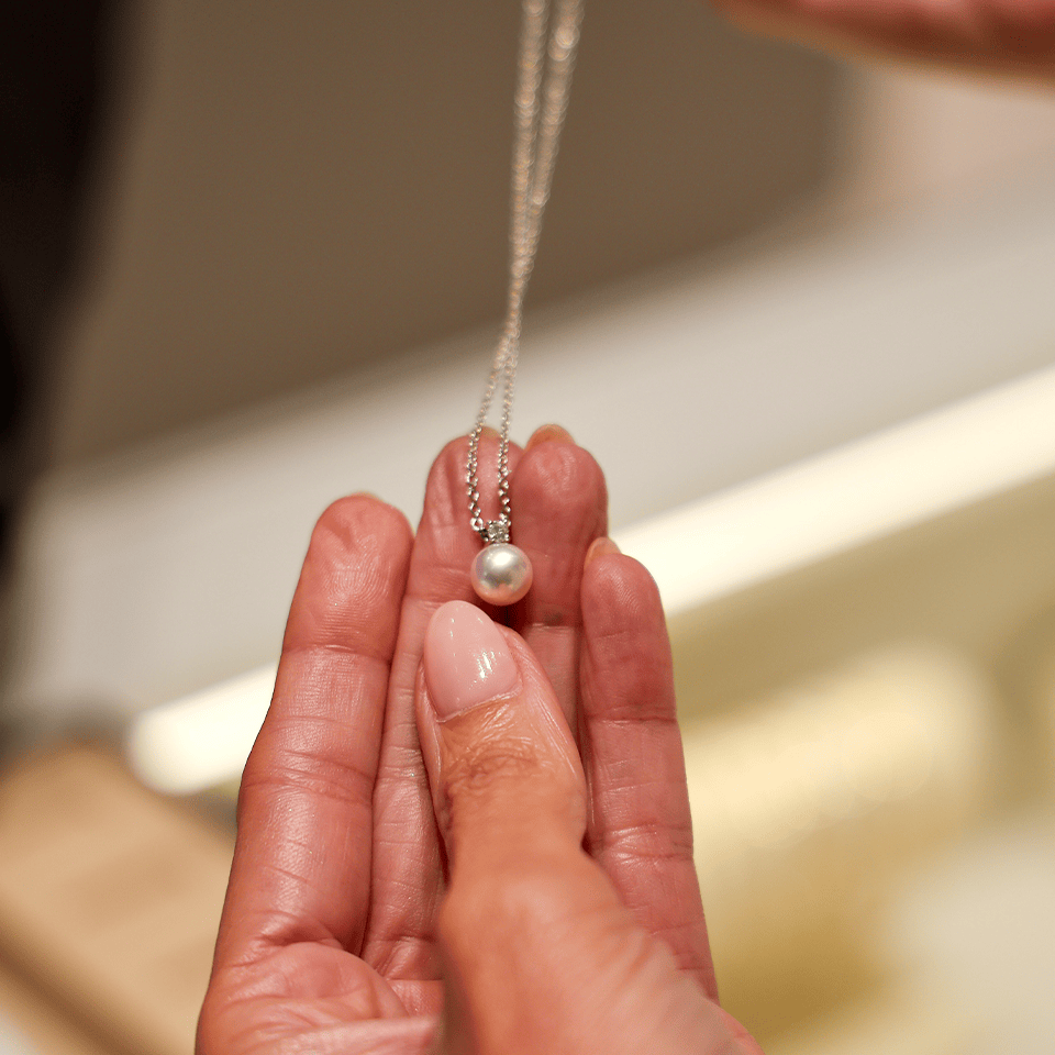 Akoya Pearl and Diamond Necklace in 18ct White Gold