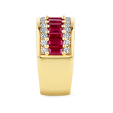 Baguette Statement Ruby and 0.80 Carat Diamond Ring in 18ct Yellow Gold