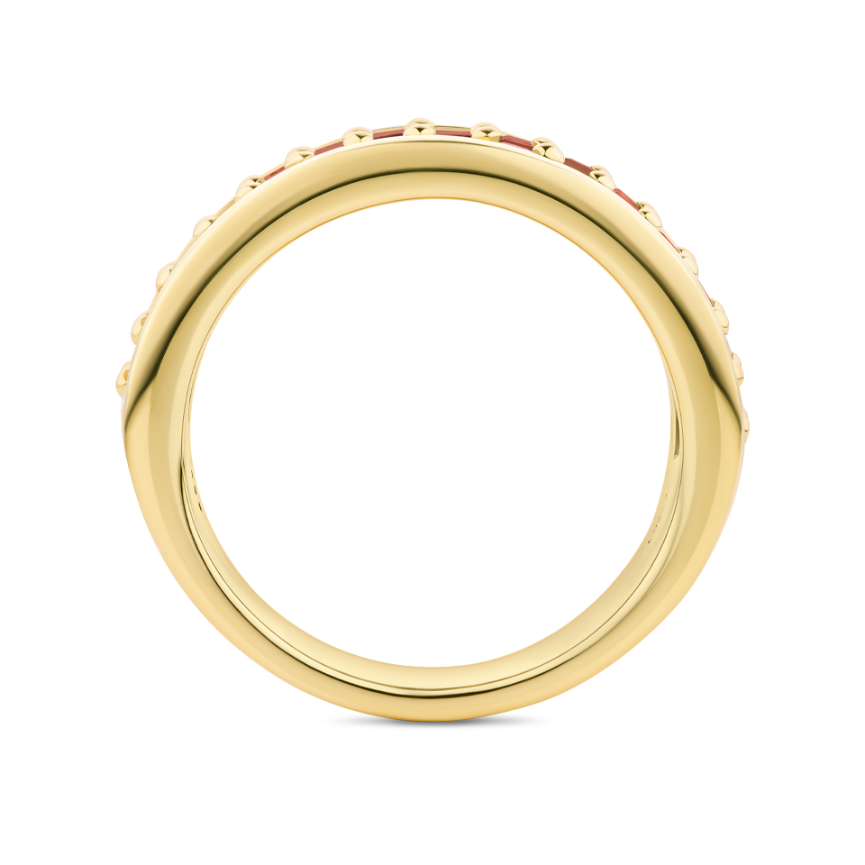 Baguette Statement Ruby and 0.80 Carat Diamond Ring in 18ct Yellow Gold