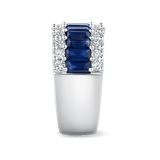 Hardy Brothers Jewellers | Baguette Statement Sapphire and Diamond Ring in 18ct White Gold