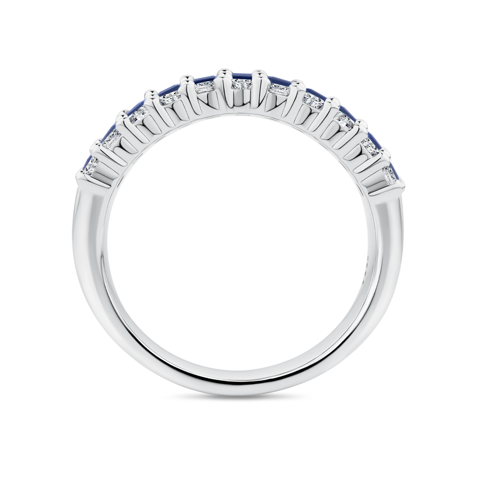 Baguette Statement Sapphire and Diamond Ring in 18ct White Gold