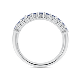 Baguette Statement Sapphire and Diamond Ring in 18ct White Gold