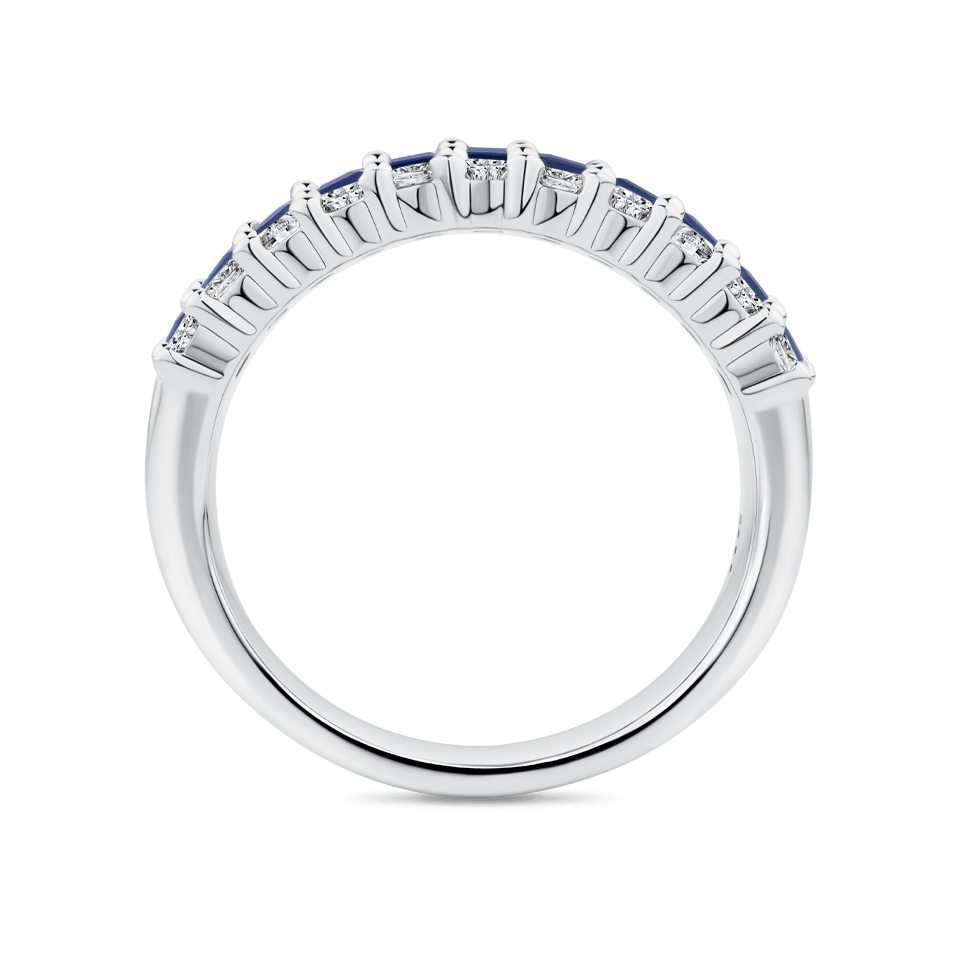 Hardy Brothers Jewellers | Baguette Statement Sapphire and Diamond Ring in 18ct White Gold
