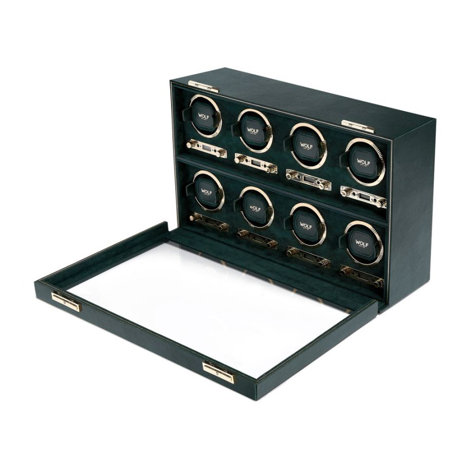 WOLF British Racing Green 8 Piece Watch Winder