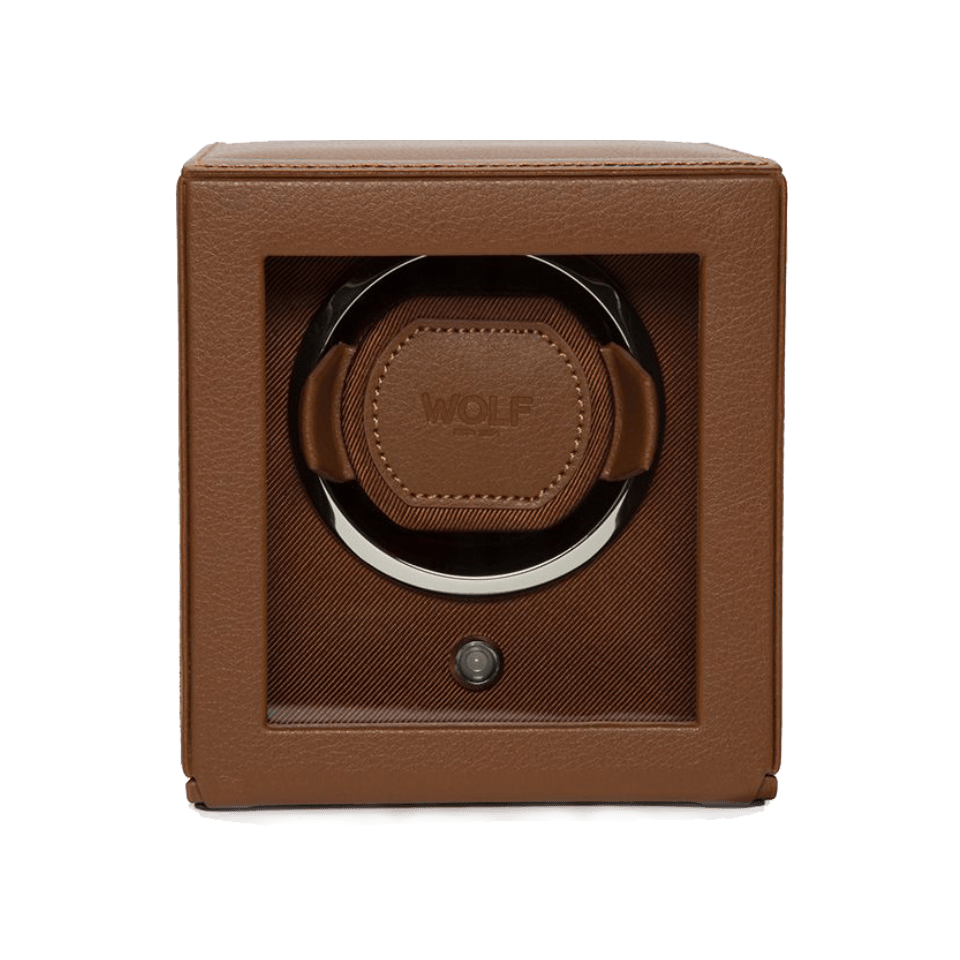 WOLF 1834 Cub Winder with Cover in Cognac | Hardy Brothers Jewellers