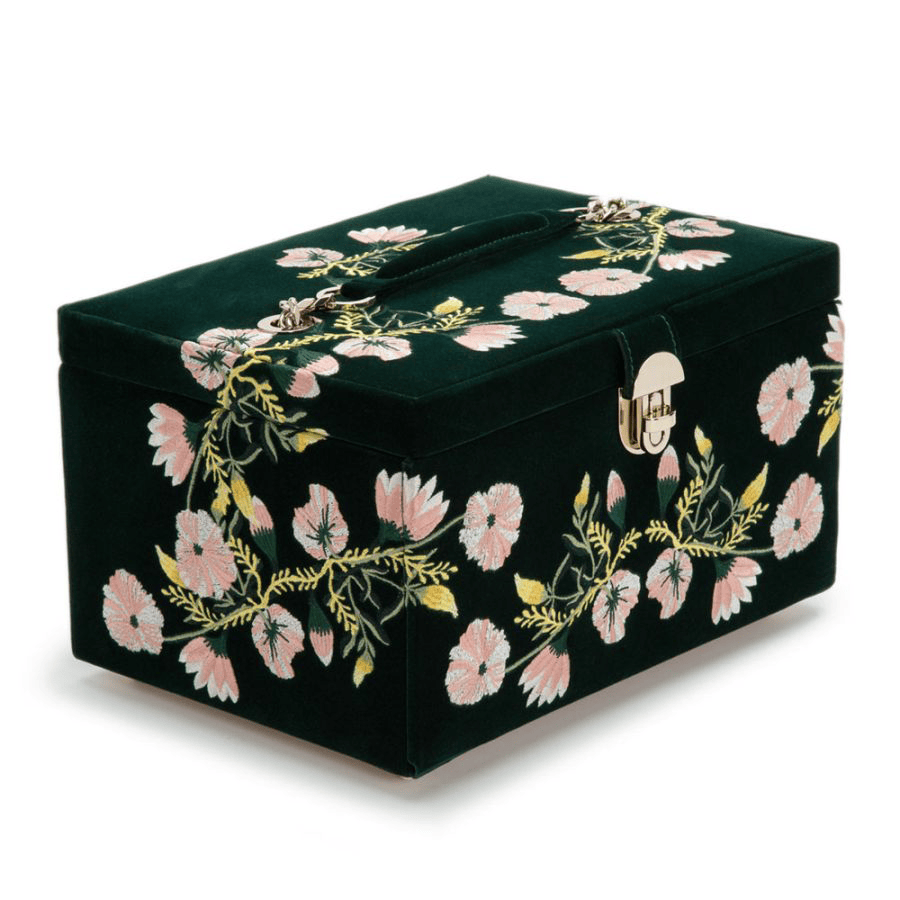 WOLF Zoe Medium Forest Green Jewellery Box
