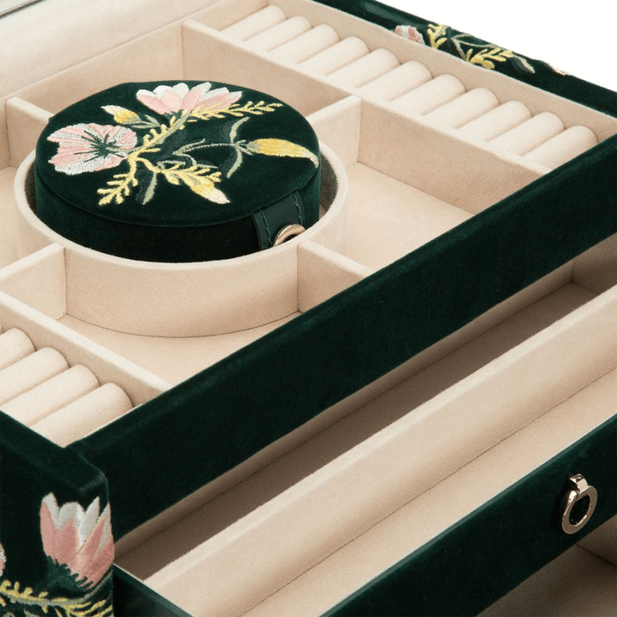 WOLF Zoe Medium Forest Green Jewellery Box