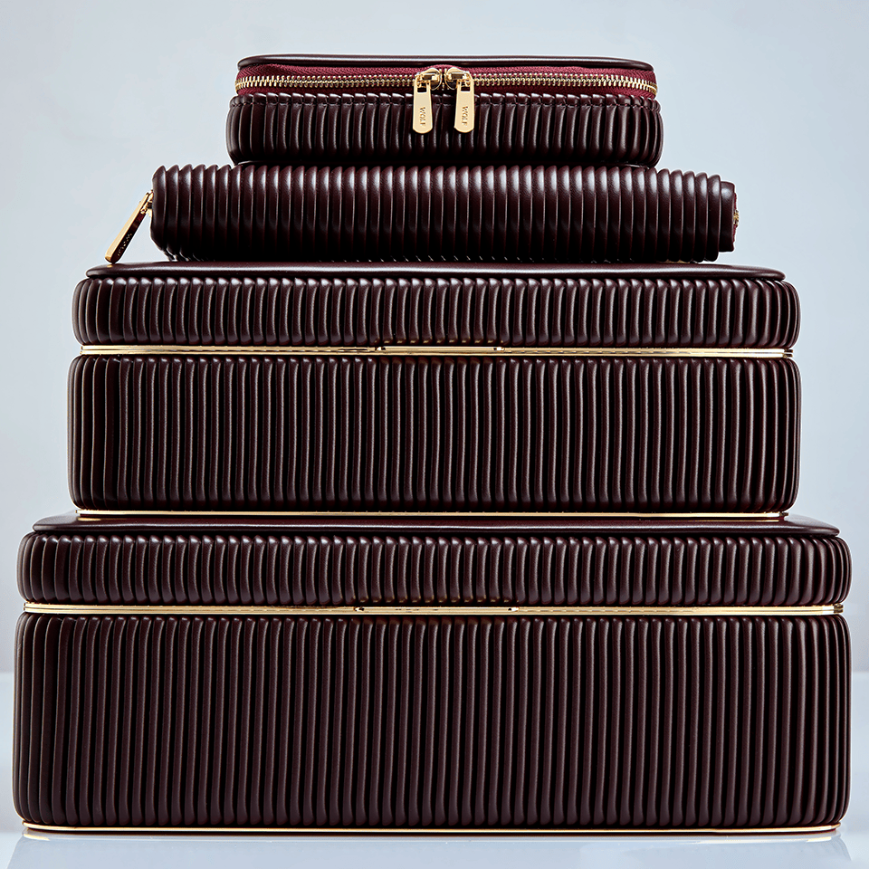 WOLF Bella Zip Jewellery Case Bordeaux