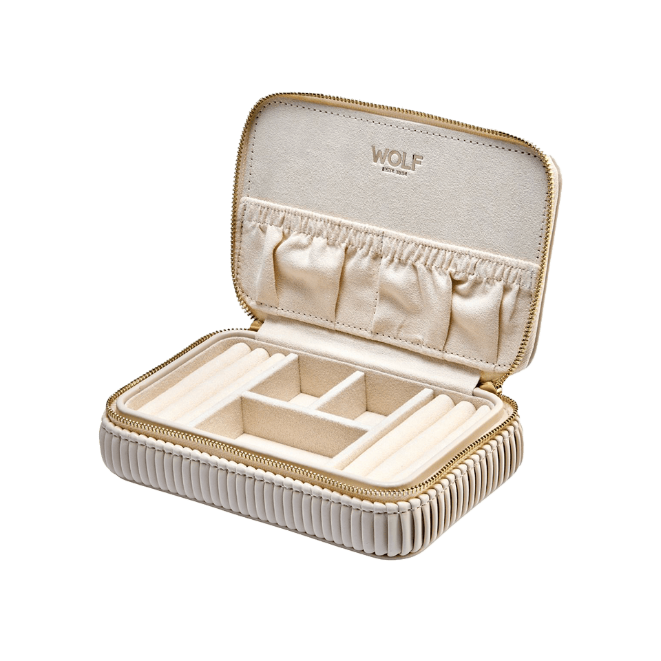 WOLF Bella Zip Jewellery Case Bone