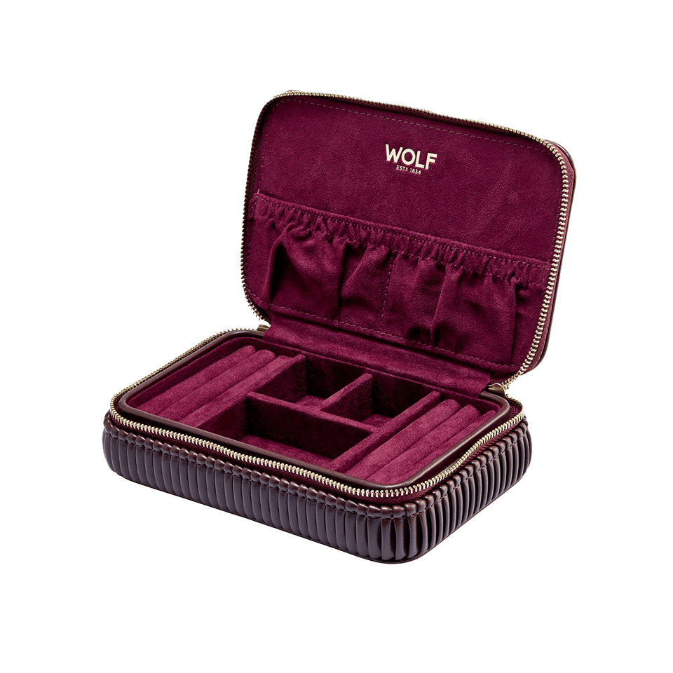 WOLF Bella Zip Jewellery Case Bordeaux
