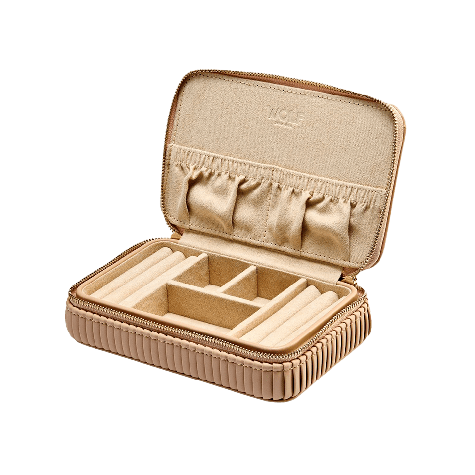 WOLF Bella Zip Jewellery Case Mocha