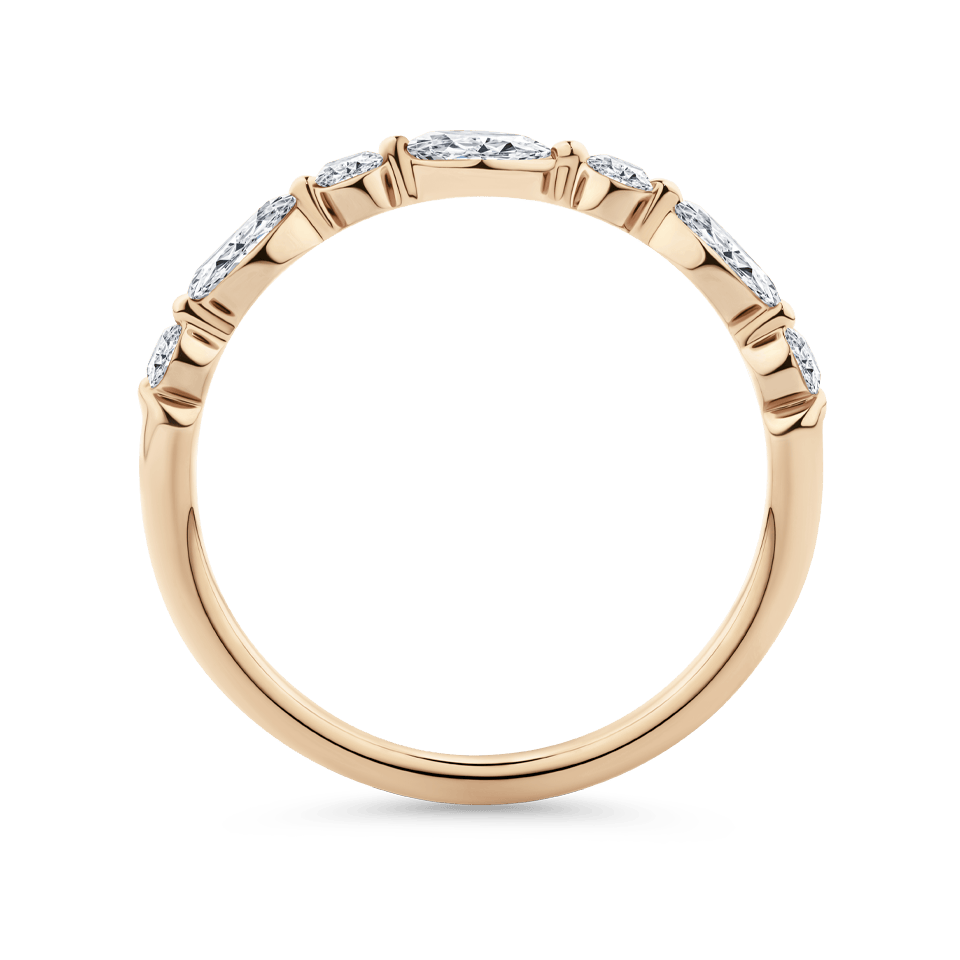 0.42 Carat Marquise and Round Brilliant Cut Diamond Wedding Ring in 18ct Rose Gold - Hardy Brothers Jewellers