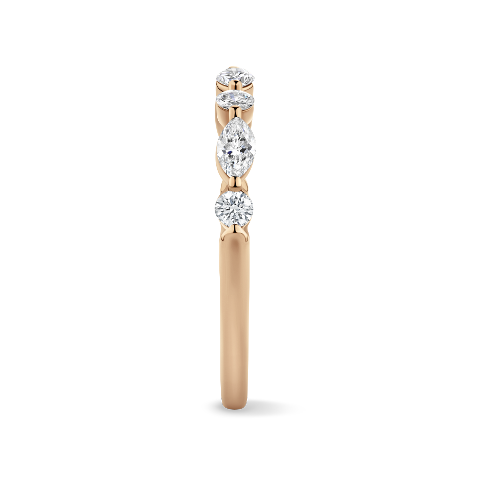 0.42 Carat Marquise and Round Brilliant Cut Diamond Wedding Ring in 18ct Rose Gold Hardy Brothers Jewellers