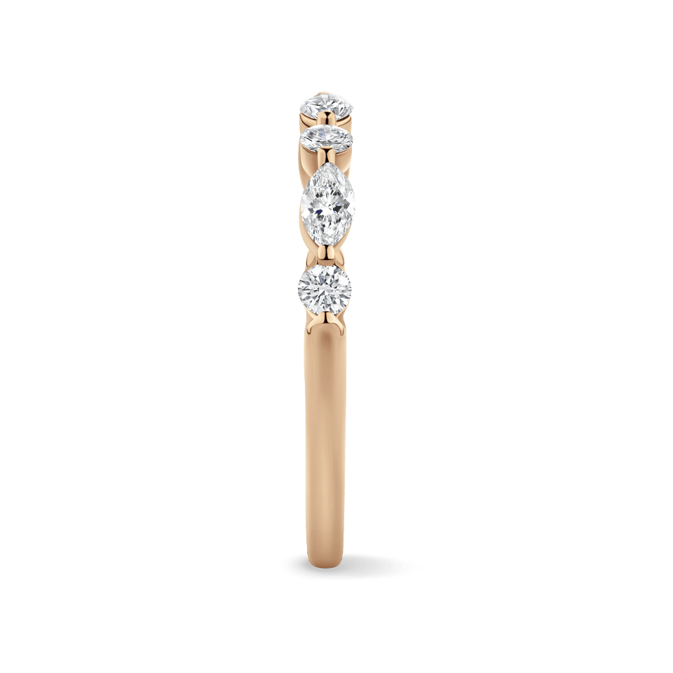 0.42 Carat Marquise and Round Brilliant Cut Diamond Wedding Ring in 18ct Rose Gold - Hardy Brothers Jewellers