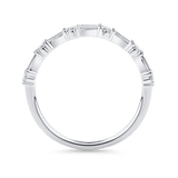 0.47 Carat Baguette and Round Brilliant Cut Diamond Wedding Ring in 18ct White Gold - Hardy Brothers Jewellers