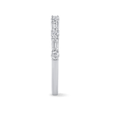 0.47 Carat Baguette and Round Brilliant Cut Diamond Wedding Ring in 18ct White Gold - Hardy Brothers Jewellers