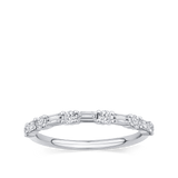 0.47 Carat Baguette and Round Brilliant Cut Diamond Wedding Ring in 18ct White Gold - Hardy Brothers Jewellers