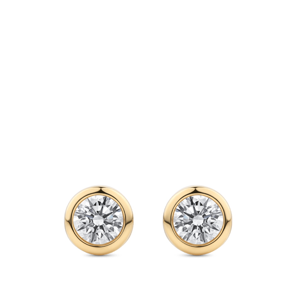0.50 Carat Bezel Set Diamond Stud Earrings in 18ct Yellow Gold Hardy Brothers Jewellers