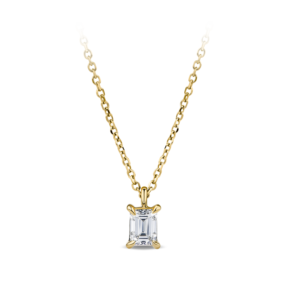0.25 Carat Emerald Cut Diamond Pendant in 18ct Yellow Gold Hardy Brothers Jewellers