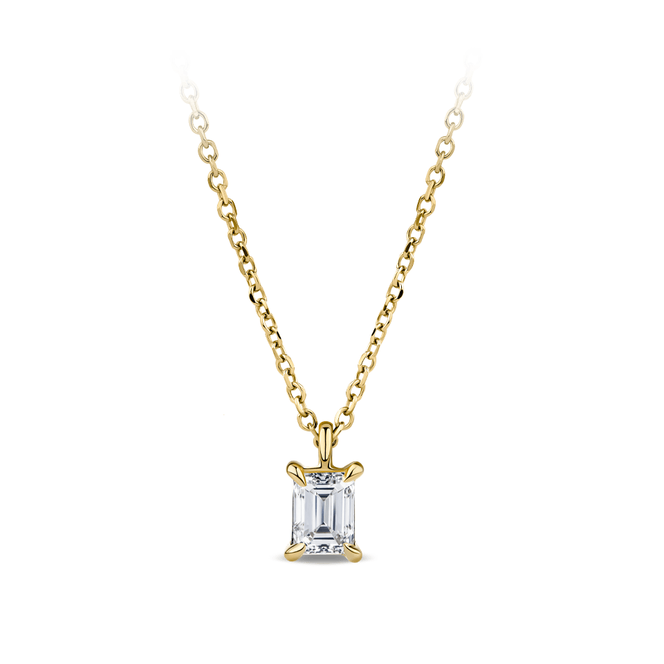 0.23 Carat Emerald Cut Diamond Pendant in 18ct Yellow Gold