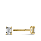 0.50 Carat Emerald Cut Diamond Stud Earrings in 18ct Yellow Gold