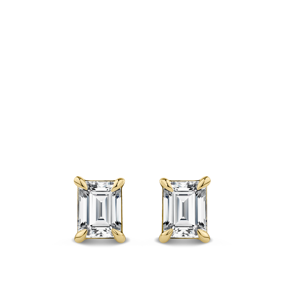 0.50 Carat Emerald Cut Diamond Stud Earrings in 18ct Yellow Gold Hardy Brothers Jewellers