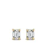 0.50 Carat Emerald Cut Diamond Stud Earrings in 18ct Yellow Gold