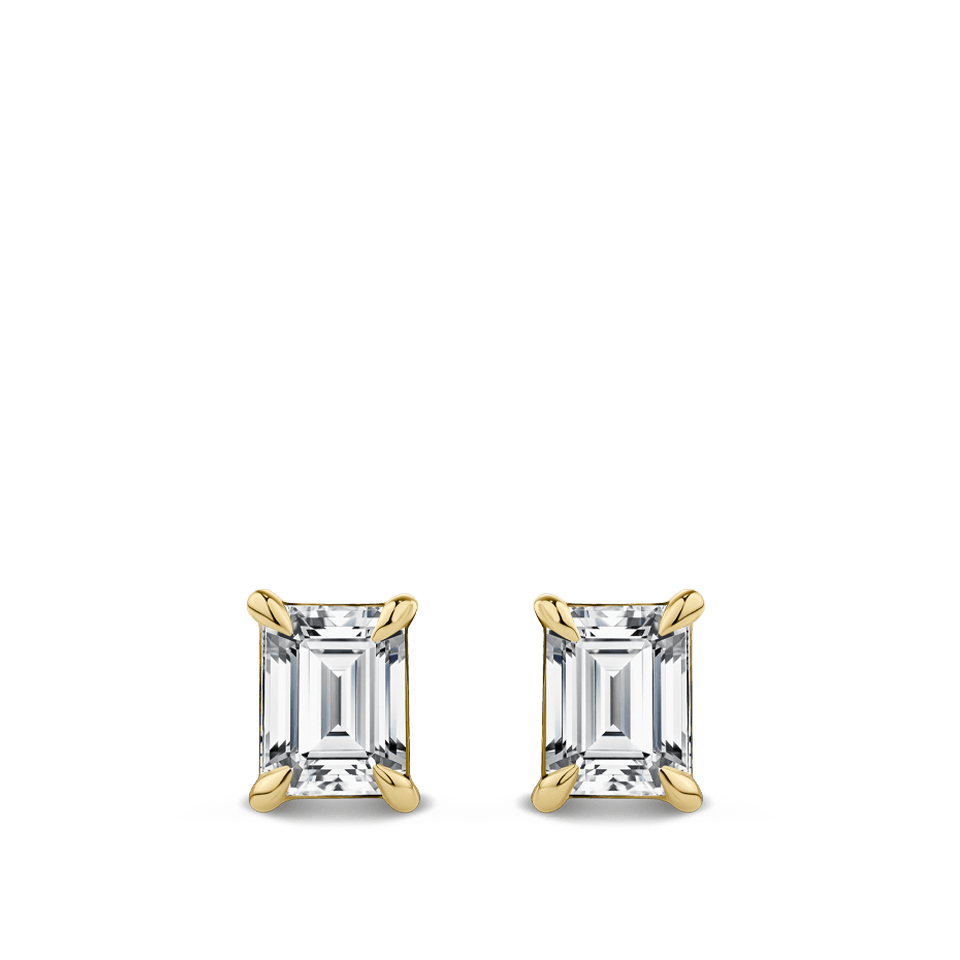 0.50 Carat Emerald Cut Diamond Stud Earrings in 18ct Yellow Gold