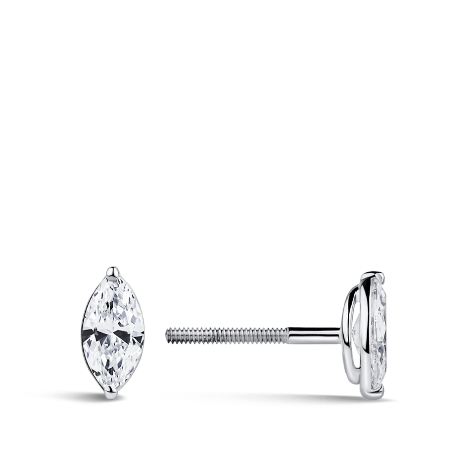 0.50 Carat Marquise Cut Diamond Stud Earrings in 18ct White Gold