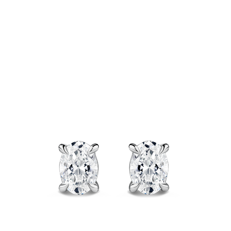 0.50 Carat Oval Cut Diamond Stud Earrings in 18ct White Gold Hardy Brothers Jewellers