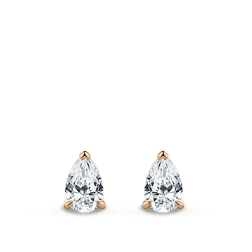 0.50 Carat Pear Cut Diamond Stud Earrings in 18ct Rose Gold