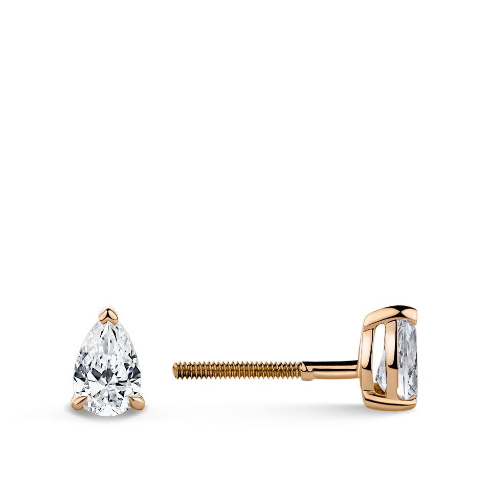 0.50 Carat Pear Cut Diamond Stud Earrings in 18ct Rose Gold Hardy Brothers Jewellers