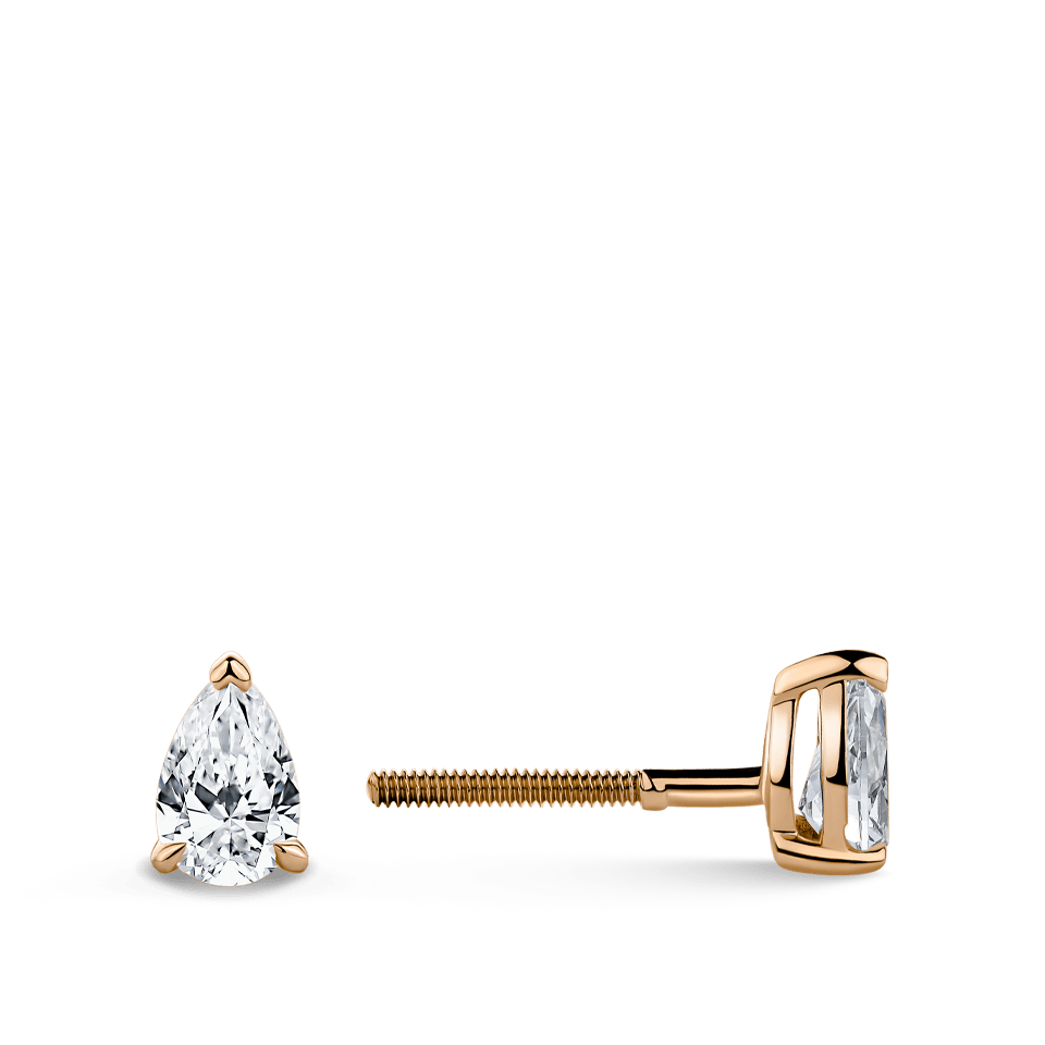 0.50 Carat Pear Cut Diamond Stud Earrings in 18ct Rose Gold