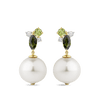 Hardy Brothers Jewellers | Tourmaline Peridot Diamond and Australian South Sea Pearl Drop Earrings in 18ct Yellow Gold