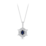 Hardy Brothers Jewellers | Sapphire and Diamond Halo Pendant in 18ct White Gold