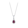 Hardy Brothers Jewellers | Pear Cut Ruby and Diamond Halo Pendant in 18ct White Gold