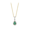 Hardy Brothers Jewellers | Pear Cut Emerald and Diamond Halo Pendant in 18ct Yellow and White Gold