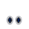 Hardy Brothers Jewellers | Oval Cut Sapphire and Alternating Diamond Stud Earrings in 18ct White Gold