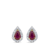 Pear Cut Ruby and Alternating Diamond Stud Earrings in 18ct Yellow and White Gold Hardy Brothers Jewellers
