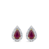 Pear Cut Ruby and Alternating Diamond Stud Earrings in 18ct Yellow and White Gold Hardy Brothers Jewellers