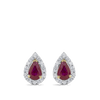 Hardy Brothers Jewellers | Pear Cut Ruby & Alternating Diamond Stud Earrings in 18ct Yellow & White Gold