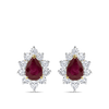 Hardy Brothers Jewellers | Pear Cut Ruby and Diamond Halo Stud Earrings in 18ct Yellow Gold