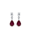Hardy Brothers Jewellers | Pear Cut Ruby and Diamond Drop Earrings in 18ct White Gold