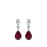 Hardy Brothers Jewellers | Pear Cut Ruby and Diamond Drop Earrings in 18ct White Gold
